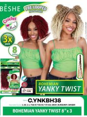 Beshe BOHEMIAN YANKY TWIST 8"x3" Pre-looped Handmade Crochet Braid (C.YNKBH38)